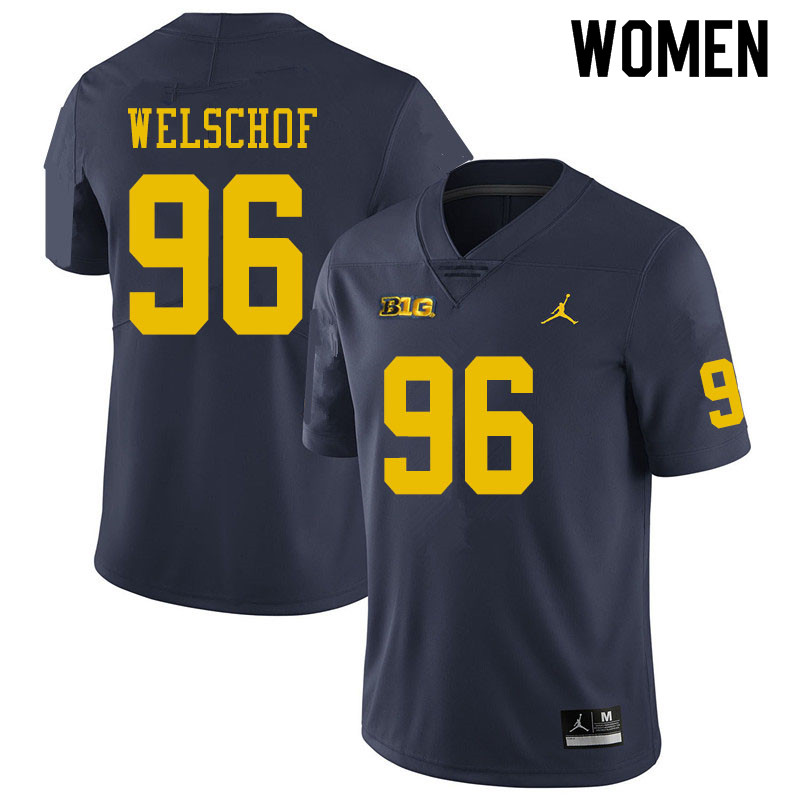 Women #96 Julius Welschof Michigan Wolverines College Football Jerseys Sale-Navy